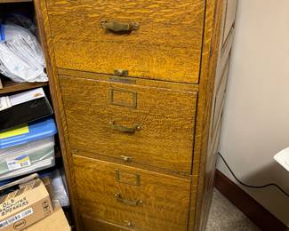 vintage wood file cabinet