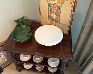 end table and vintage medical book