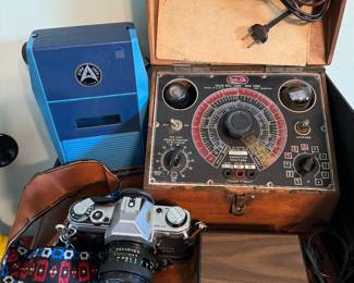 vintage tube tester and camera