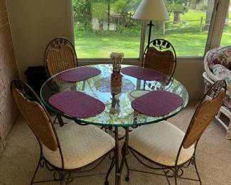 glass top table and chairs
