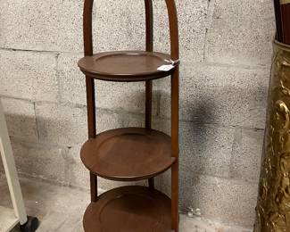 Carved Wood Muffin Stand, Bone Handle Canes