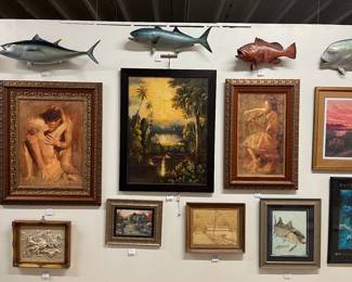 Oils, watercolor, etching, limited editions