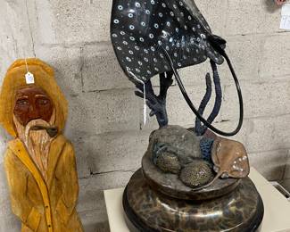 John Townsend Bronze Seascape with giant Manta Ray on swivel base  (Very Heavy)