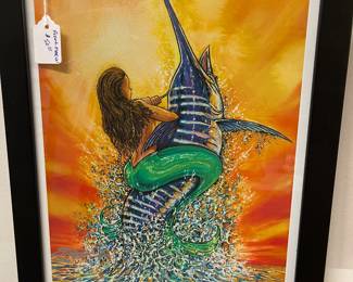 Mermaid riding a Blue Marlin