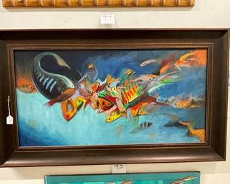 Big Fish out of the Dark Oil by Colombian Artist with COA from Artist
