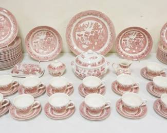 1006	CHURCHILL ENGLISH PINK WILLOW DINNERWARE, APPROXIMATELY 80 PIECES INCLUDING 18-10 1/4 IN PLATES, 13-8 IN PLATES
