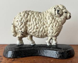 Antique Cast Iron Sheep Ram Doorstop