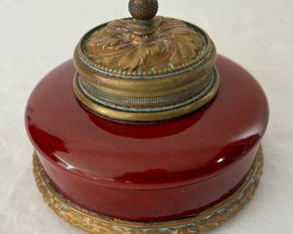 Antique Sevres French Porcelain Inkwell With Ormolu Mounts