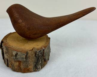 Vintage Mid Century Carved Teak Wood Bird Sculpture
