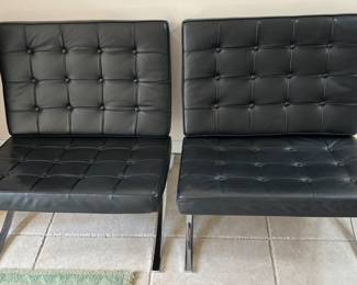 Vintage Pair Of Mies Van Der Rohe Knoll Barcelona Chairs