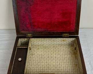Antique English Wood Letter Writing Box Inlay Parquetry