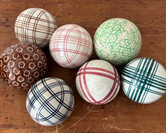 Antique Scottish Victorian Ceramic Carpet Balls