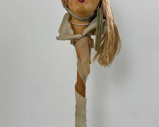 Antique French B. ALTMAN Boudoir Doll Head Wooden Hat Stand