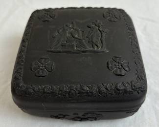 Vintage Wedgwood Black Basalt Jasperware Trinket Box