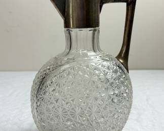 Antique Continental Silver & Cut Crystal Wine Pitcher 1895