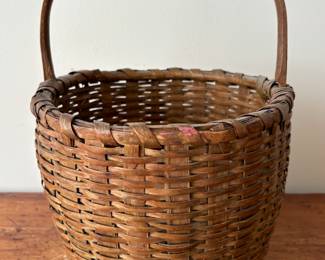 Early Antique Oak Splint Gathering Basket