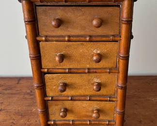 Antique French Faux Bamboo Miniature Chest Of Drawers
