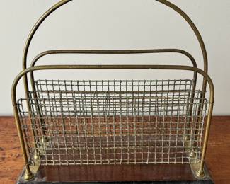 Antique French Brass Wire Magazine Rack Stand