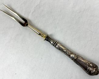 Antique Jugendstil 800 Silver Serving Big Meat Fork