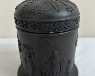 Vintage Wedgwood Black Basalt Jasperware Tobacco Jar