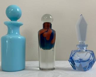 3 Antique Art Deco & Vintage Modern Glass Perfume Bottles
