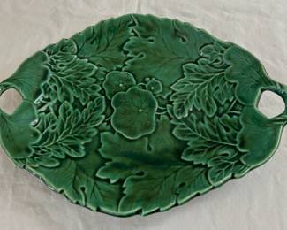 Antique English Green Majolica Serving Tray Platter