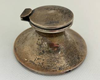 Antique 1909 Miller Bros British Sterling Silver Inkwell