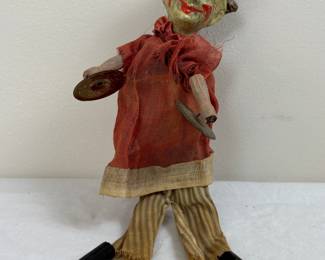 Antique French Bisque Head Clown Music Toy Doll