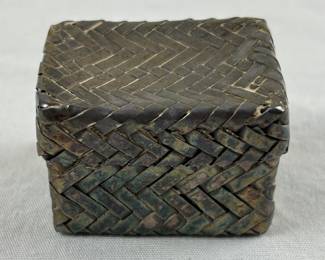 Vintage Taxco Mexico Sterling Silver Woven Pill Trinket Box