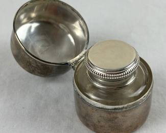 Antique Gorham Sterling Silver Inkwell With Travel Case