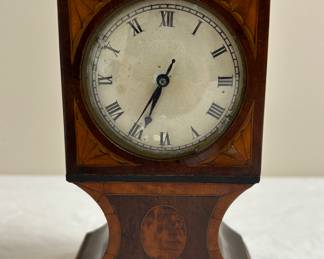 Antique Inlaid Wood Desk Small Mantel Clock