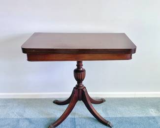 VINTAGE PAW FOOT GEORGIAN COLUMBIA CO. MAHOGANY FLIP TOP GAME TABLE - MADE IN 1949