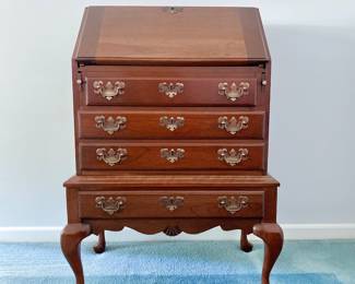 VINTAGE GEORGIAN QUEEN ANNE SLANT FRONT SECRETARY DESK - DOVETAIL JOINTS