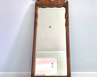 VINTAGE OXFORD CHIPPENDALE 4ft MIRROR - GOLD FLOURISH DESIGN - RUSTIC WALNUT