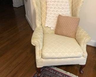 One of a pair of wing chairs