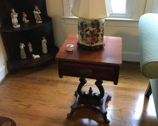 One of a pair of lyre side tables