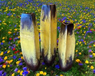 Sert of 3 yellow vases Tall ones