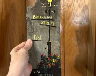 Bourbon Street painted slate tile 1981