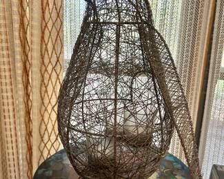 Large metal filigree penguin candle or plant holder 