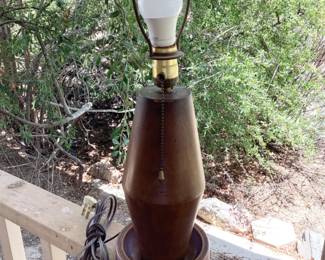 MCM Art Deco wood table lamp