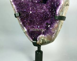 Large Brazilian Amethyst Geode On Rotating Display Stand, 9.7kg, 17.5x10.5"