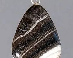 Natural Zebra Dolomite Cabachon Pendant - 925 Silver Mounting And 20" Sterling Silver Chain