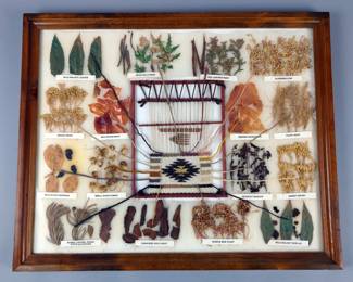 Vintage Navajo Weaving Natural Dyes Sample Framed Under Glass By Ella Myers - 21.75" x 17.75"