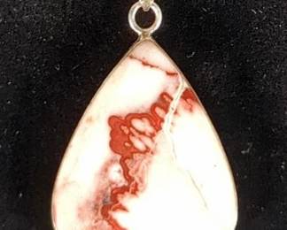 Natural Crazy Lace Agate Cabachon Pendant - 925 Silver Mounting And 20" Sterling Silver Chain