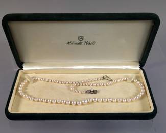 Vintage Mikimoto Pearl Strand With Original Box - 20" Length