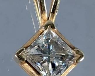 1.52 Carat Princess Cut Diamond Pendant - Clarity VS2, Color L/M - With Silverman's Factory Jewlers Appraisal