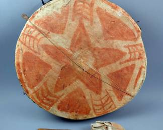 Native American Double Sided Rawhide Drum - 19" Diameter