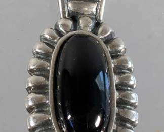 Black Onyx And 925 Silver Pendant