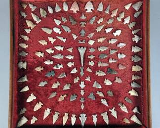 Impressive 125 Piece Bird Point Arrowhead Display - 11.75" x 11.75"
