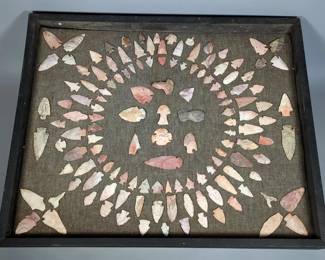 Massive 138 Piece Native American Arrowhead Display - 31.25" x 25.5"